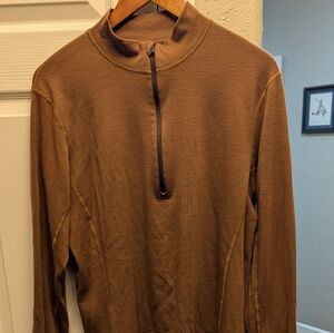 Men's Fired Brick Merino Wool Blend Mid Weight Quarter Half-Zip Base Layer